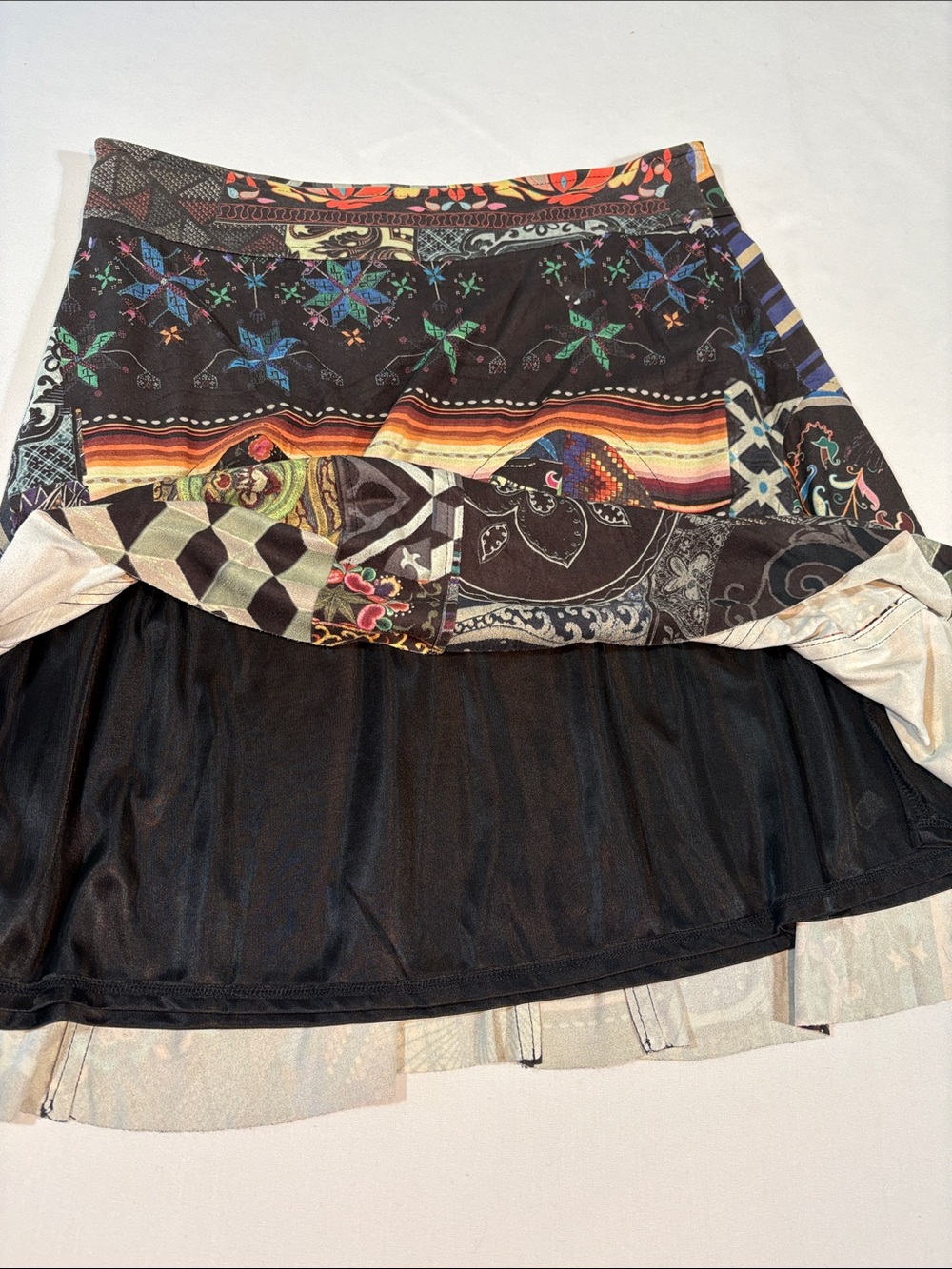 Desigual Skater Skirt size Medium Multicolor patchwork lined - Picture 11 of 15